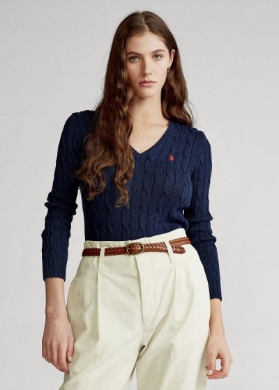 Dámské Svetr Polo Ralph Lauren Cable-Knit V-Neck - 21947-ATKO